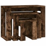 Vidaxl tables gigognes 3 pièces chêne fumé bois d'ingénierie