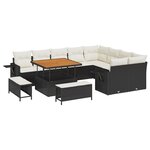 vidaXL Ensemble de canapé de jardin 12 pièces avec coussins en poly rotin noir et acacia