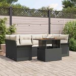 vidaXL Ensemble de canapé de jardin avec coussin 7 Pièces Noir et crème