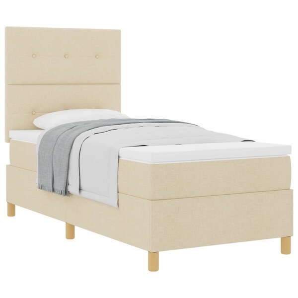 vidaXL Lit à ressorts avec tête de lit Crème 90 x 200 cm tissu