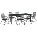 vidaXL Set de jardin de 7 pièces en rotin noir.