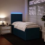 vidaXL Sommier à lattes de lit avec matelas bleu 90x190 cm velours