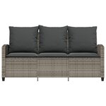 vidaXL Canapé de jardin 3 places coussins et table gris résine tressée