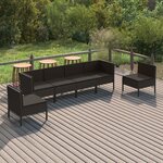 vidaXL Salon de jardin 6 Pièces avec coussins résine tressée noir