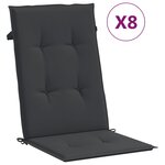 vidaXL Chaises de jardin inclinables et coussins lot de 8 teck solide