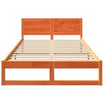 vidaXL Cadre de Lit Marron Ciré Bois de Pin Massif 135 x 190 cm Simple