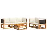 vidaXL Ensemble de canapés de jardin 6 pièces avec coussins en bois d'acacia et rotin