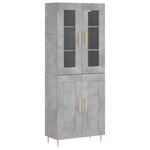 vidaXL Buffet haut Gris béton 69 5x34x180 cm Bois d'ingénierie