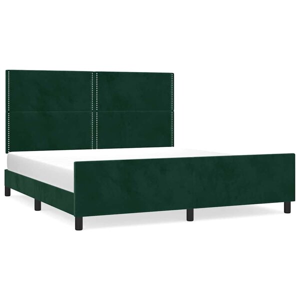 vidaXL Cadre de lit sans matelas vert foncé 200x200 cm velours