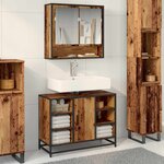 vidaXL Cabinet de salle de bain avec porte Bois Ancien 80 x 33 x 60 cm