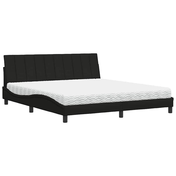 vidaXL Lit avec matelas Hanko noir 180x200 cm tissu