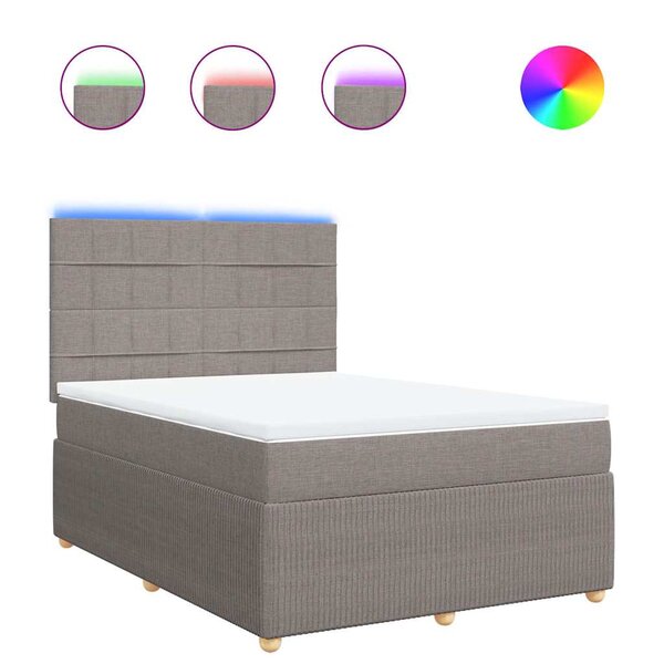vidaXL Sommier à lattes de lit avec matelas Taupe 140x190 cm Tissu