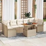 vidaXL Ensemble de canapé de jardin 8 Pièces Beige Poly rotin