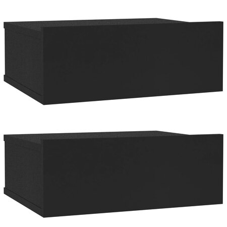 vidaXL Tables de chevet flottantes 2 Pièces Noir 40x30x15 cm