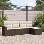 vidaXL Salon de jardin avec coussins 5 Pièces marron résine tressée