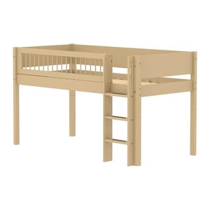 Flexa WHITE Lit mi-hauteur avec echelle droite 90 x 200 cm Barriere a barreaux Beige sable