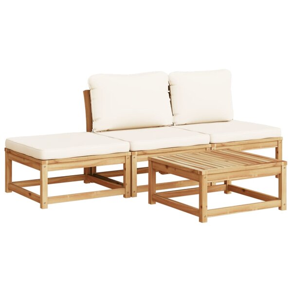 vidaXL Salon de jardin 4 Pièces avec coussins Bois d'acacia solide