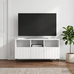 vidaXL Meuble TV Blanc brillant 102 x 34 5 x 50 cm Bois d'ingénierie