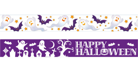 Washi tape Halloween Fantôme et chauve souris 5m x 15mm 2 pièces