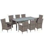 vidaXL Ensemble à manger d'extérieur 9Pièces coussins Résine tressée Gris