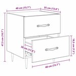 vidaXL Cabinet de chevet avec tiroir Chêne noir 40 x 35 x 47.5 cm