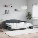 vidaXL Lit de jour avec gigogne sans matelas gris foncé 90x200 cm