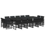 vidaXL Ensemble à manger de jardin 15 Pièces coussins noir résine tressée
