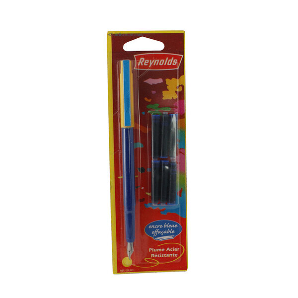 Stylo plume + 6 cartouches bleu - reynolds