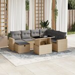 vidaXL Salon de jardin avec coussins 8 Pièces beige résine tressée