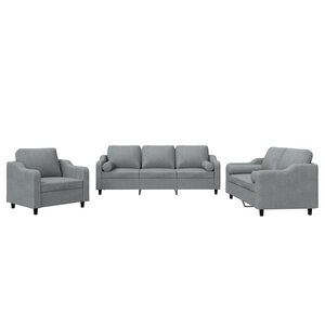 vidaXL Ensemble de canapés 3 Pièces coussins gris clair tissu