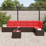 vidaXL Ensemble de canapé de jardin 7 Pièces Marron polyrotin