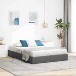 vidaXL Lit de Rangement avec tête de lit Gris foncé 135 x 190 cm tissu