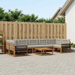 vidaXL Ensemble de canapés d'extérieur 8 Pièces Naturel et Gris clair