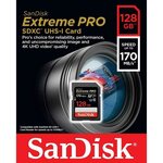 SANDISK Carte mémoire flash Extreme Pro - 128 Go - Video Class V30 / UHS-I U3 / Class10 - SDXC UHS-I