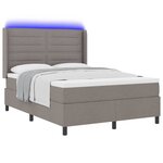 vidaXL Lit à ressort LED avec matelas Taupe 140 x 200 cm tissu