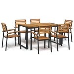 vidaXL Ensemble à manger de jardin 7 Pièces bois d'acacia solide et métal