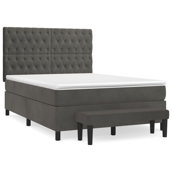 vidaXL Sommier à lattes de lit et matelas Gris foncé 140x190cm Velours