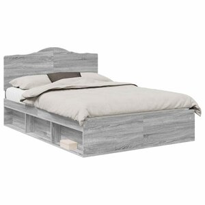 vidaXL Cadre de lit Gris Sonoma 140 x 190 cm Pin massif
