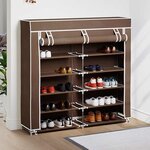 vidaXL Armoire à chaussures avec housse 115 x 28 x 110 cm Tissu Marron