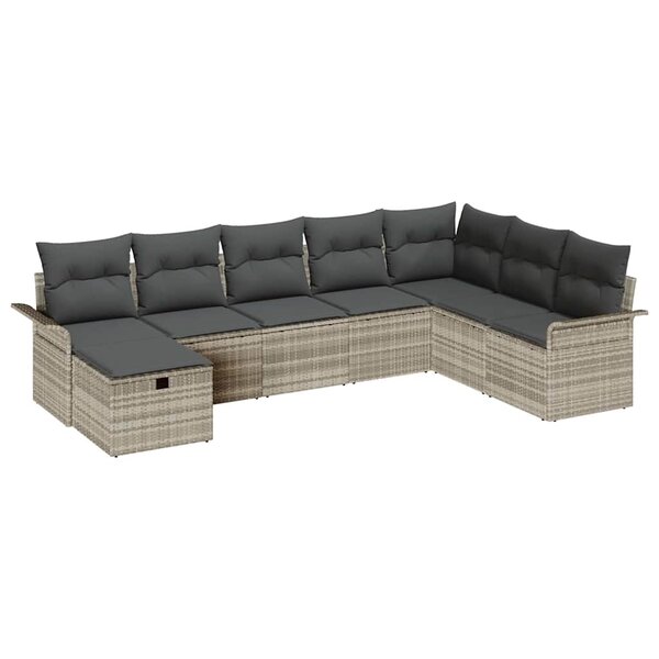 vidaXL Ensemble de canapé de jardin 8 Pièces Gris clair Poly rotin