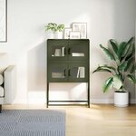 vidaXL Buffet haut vert olive 68x39x107 cm acier