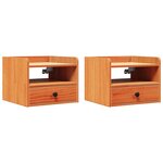 vidaXL Table de chevet avec tiroir 2 Pièces Marron cire 38 x 36 x 29 5 cm