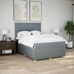 vidaXL Sommier à lattes de lit avec matelas Gris clair 140x190cm Tissu