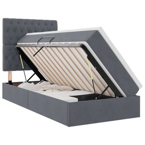 vidaXL Lit de rangement LED avec matelas Gris foncé 90 x 190 cm