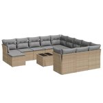 vidaXL Salon de jardin avec coussins 13 Pièces beige résine tressée