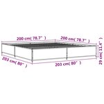 vidaXL Cadre de lit chêne marron 200x200 cm bois d'ingénierie et métal