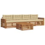 vidaXL Ensemble de canapés d'extérieur 5 Pièces Naturel et Beige
