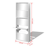 vidaXL Meuble à chaussures 5 étagères et miroir 63x17x169 5 cm Blanc