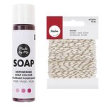 Colorant pour savon rose 10 ml + Ficelle dorée & blanche 15 m