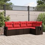 vidaXL Salon de jardin avec coussins 5 Pièces marron résine tressée